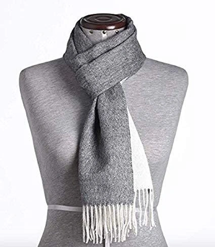 Cozy Alpaca Scarf Luxe Grey White Winter Warmth
